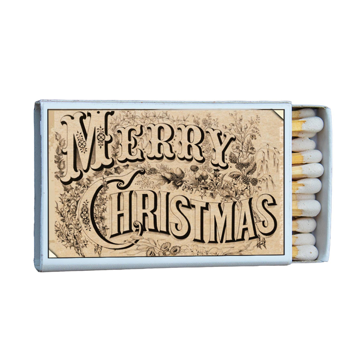 Merry Christmas Matchbox – Vintage Holiday Matches, Rustic Candle Décor, Stocking Stuffer