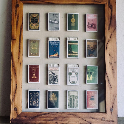 Classic Literature One of a Kind Matchbook Home Decor in Rustic Frame