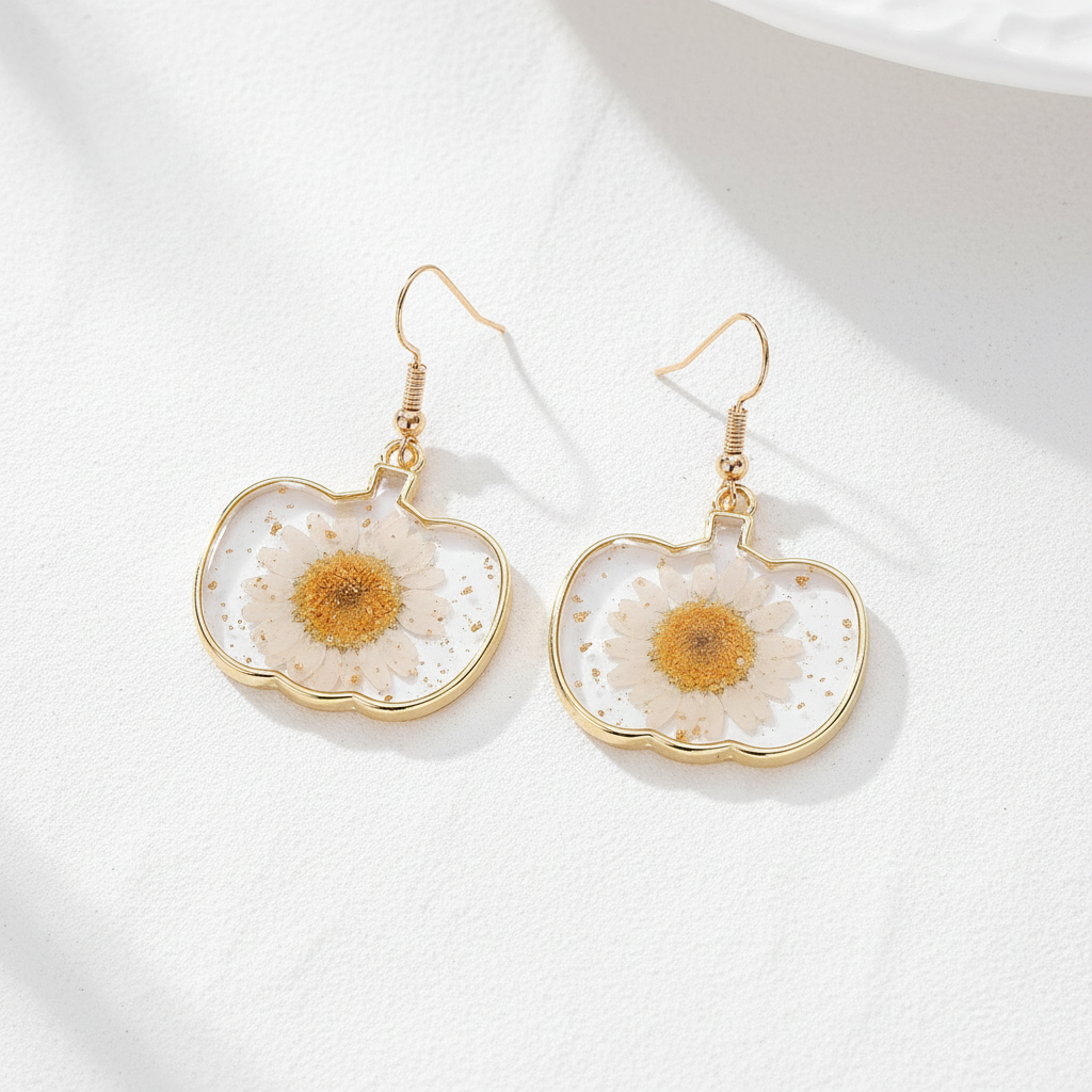 Halloween Botanical Drop Earrings, Spooky Floral Dangle Earrings, Fall Nature Jewelry, Gift for Her