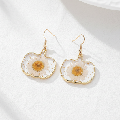 Halloween Botanical Drop Earrings, Spooky Floral Dangle Earrings, Fall Nature Jewelry, Gift for Her