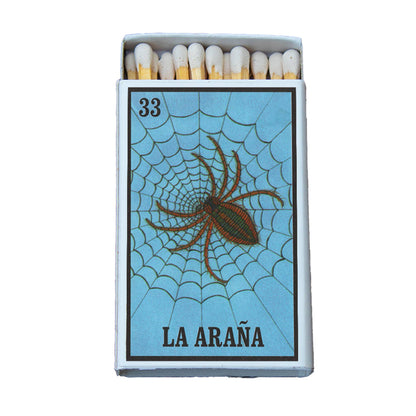 La Araña Lotería Matchbox – Mexican Bingo Matches, Spider Design, Colorful Candle Accessory