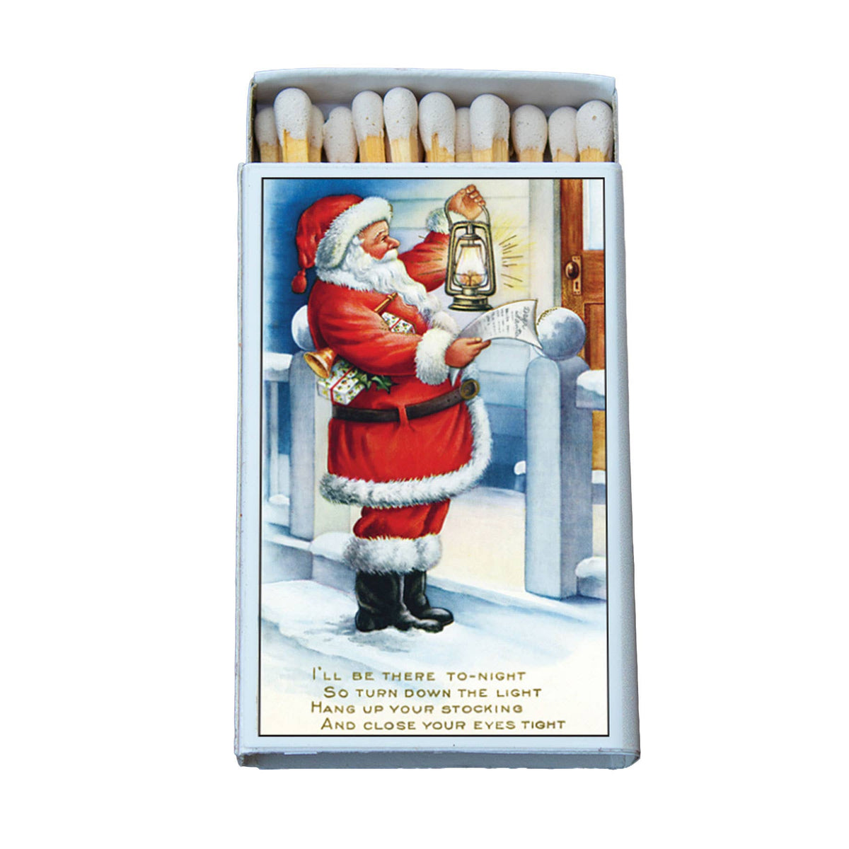 Vintage Santa Matchbox – Retro Christmas Matches, Holiday Candle Accessory, Stocking Stuffer