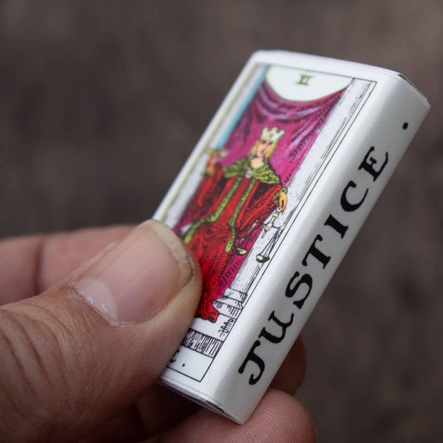 Justice Tarot Matchbox – Major Arcana Matches, Mystical Candle Accessory, Tarot Reader Gift