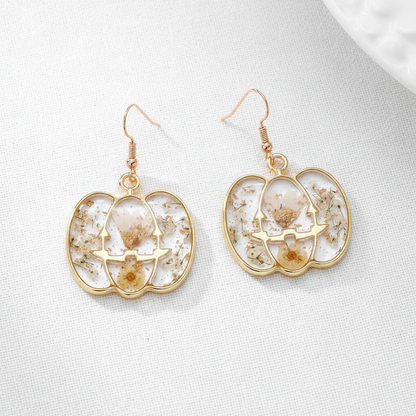 Halloween Botanical Drop Earrings, Spooky Floral Dangle Earrings, Fall Nature Jewelry, Gift for Her
