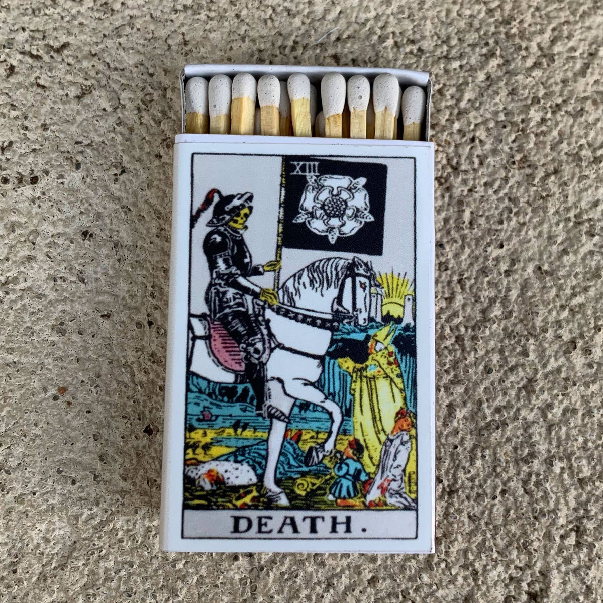 Death Tarot Matchbox – Major Arcana Matches, Gothic Candle Accessory, Transformation Gift