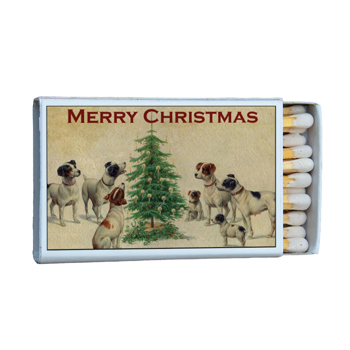 Christmas Dogs Matchbox – Vintage Holiday Matches, Dog Lover Stocking Stuffer
