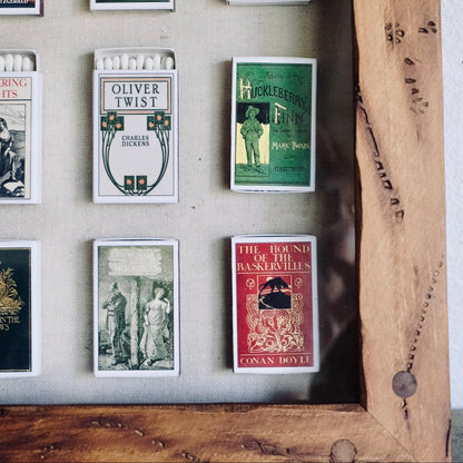 Classic Literature One of a Kind Matchbook Home Decor in Rustic Frame