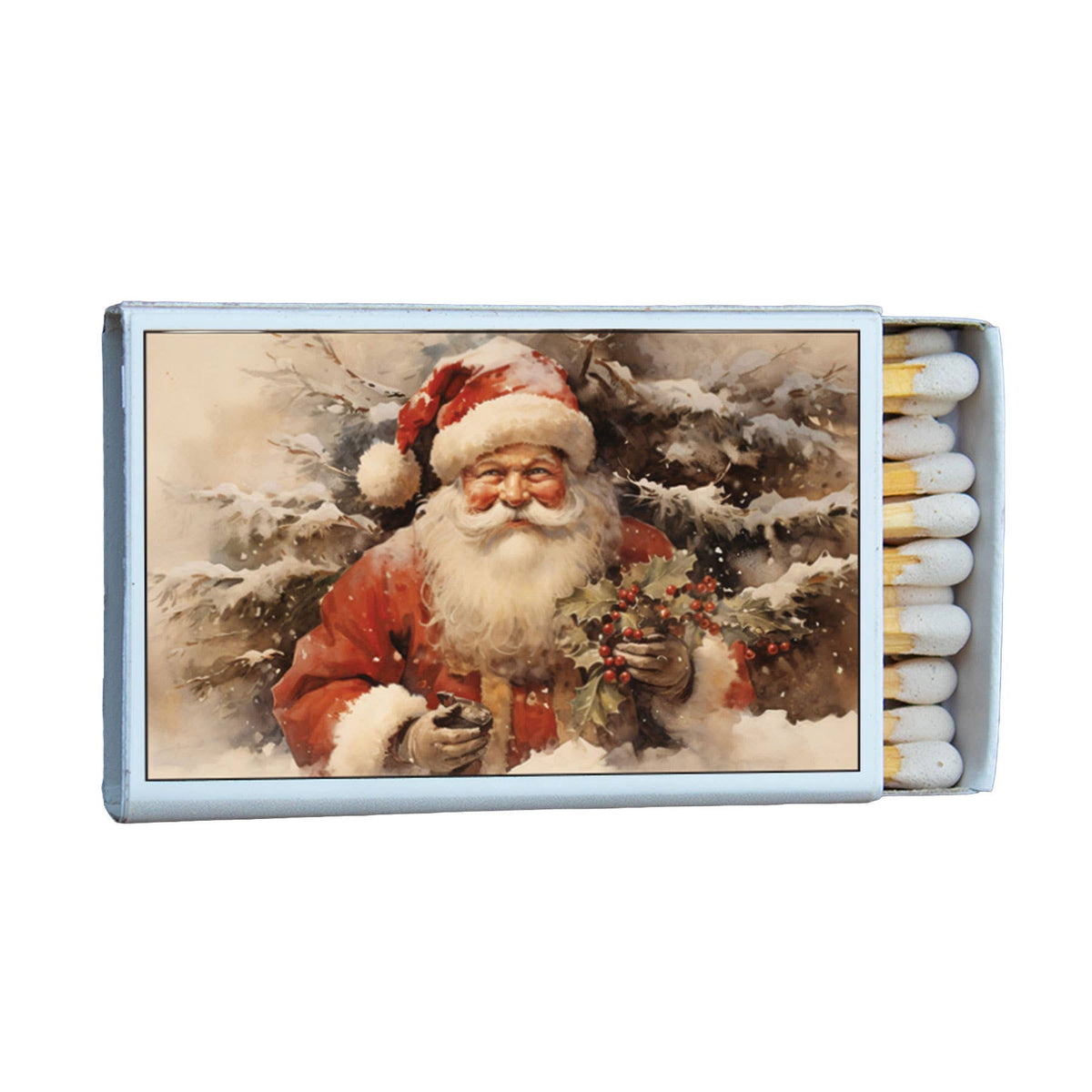 Vintage Santa Matchbox – Retro Christmas Matches, Holiday Candle Accessory, Stocking Stuffer