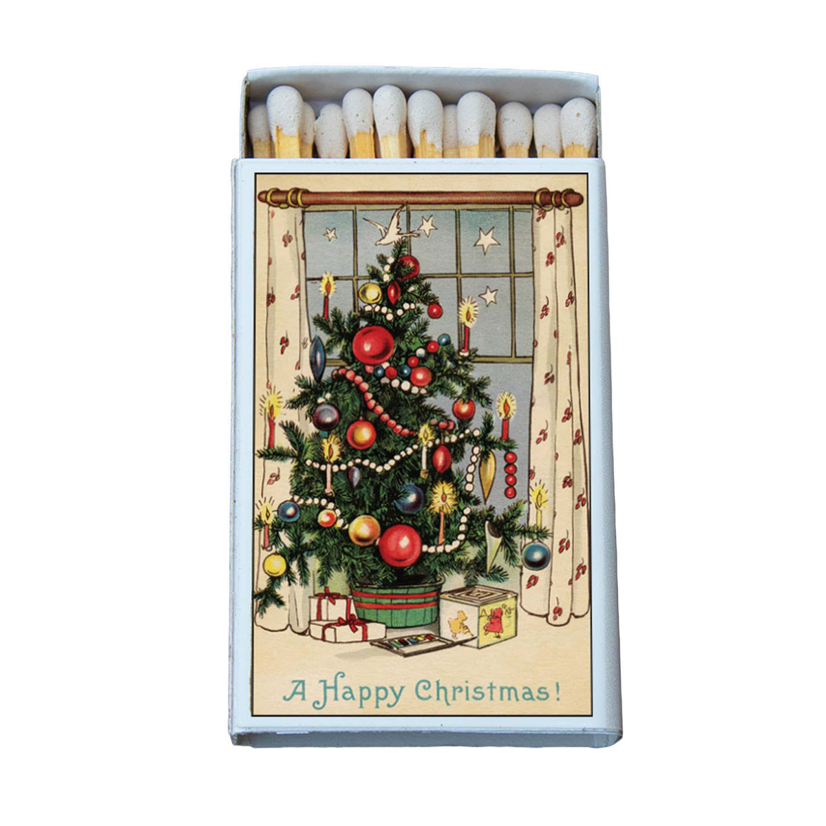 Vintage Christmas Tree Matchbox – Holiday Matches, Festive Candle Accessory, Stocking Stuffer