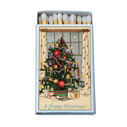 Vintage Christmas Tree Matchbox – Holiday Matches, Festive Candle Accessory, Stocking Stuffer