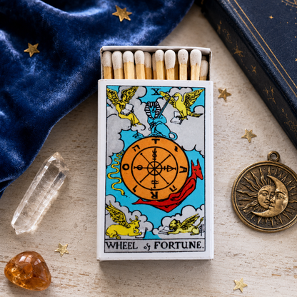 Wheel of Fortune Tarot Matchbox – Major Arcana Matches, Mystical Décor, Tarot Reader Gift