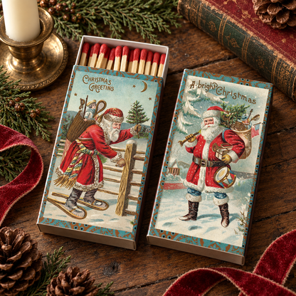Vintage Santas Matchbox – Decorative Christmas Safety Matches