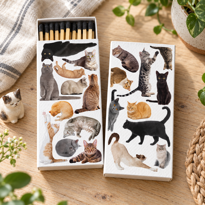 Cat Pack Matchbox – Decorative Safety Matches, Cat Lover Gift