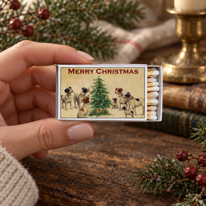 Christmas Dogs Matchbox – Vintage Holiday Matches, Dog Lover Stocking Stuffer