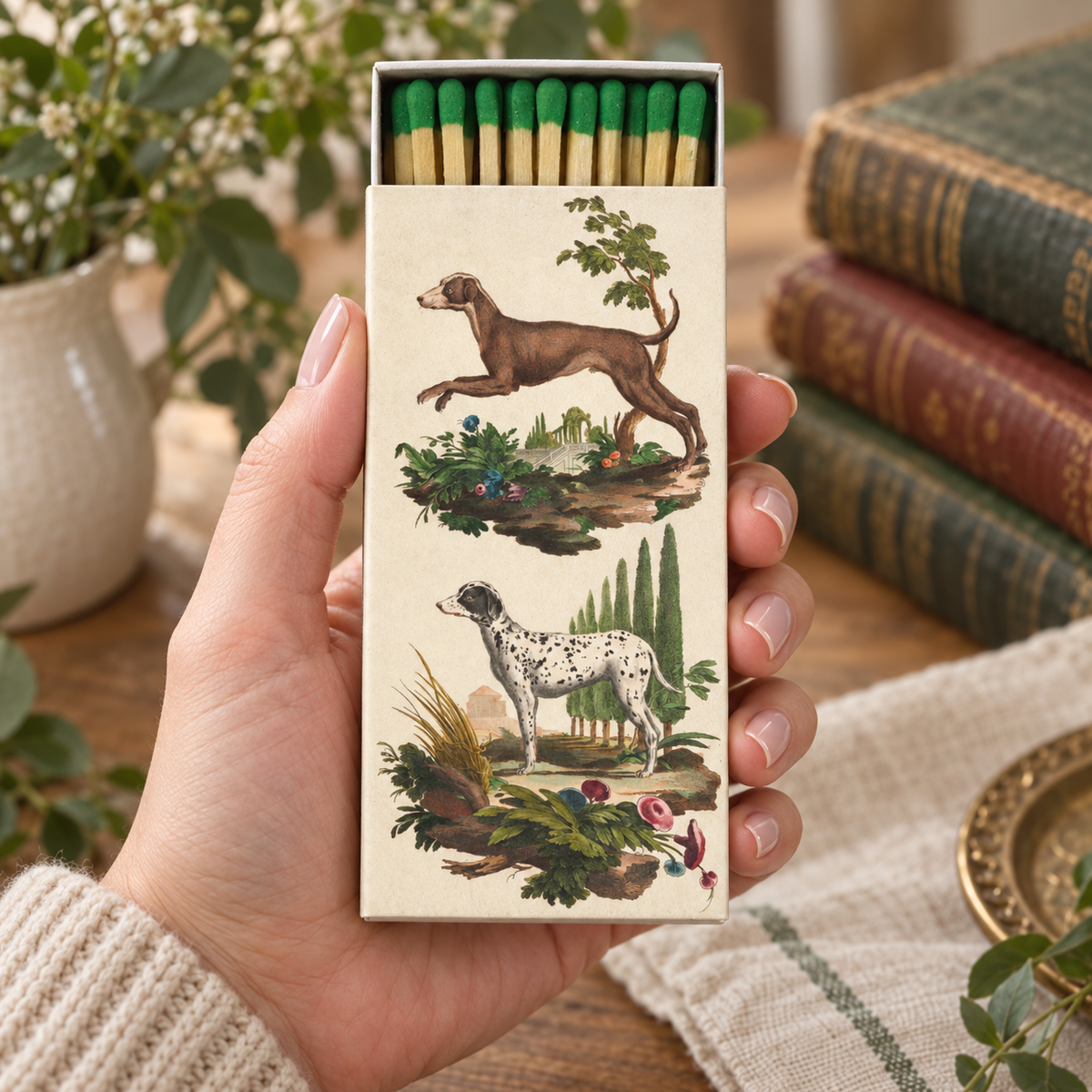 Italian Dogs Matchbox – Decorative Safety Matches, Vintage Canine Décor