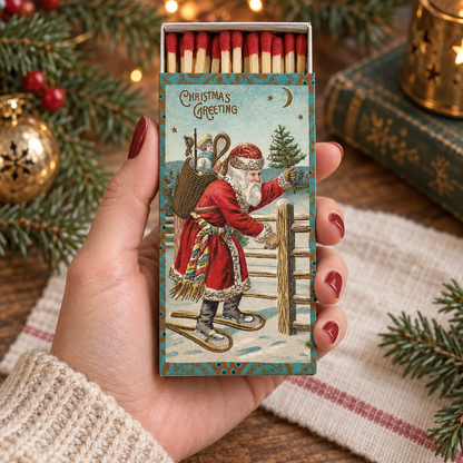Vintage Santas Matchbox – Decorative Christmas Safety Matches