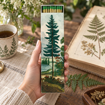 Cozy Forest Cabin Matchbox – Decorative Safety Matches, Vintage-Inspired Décor