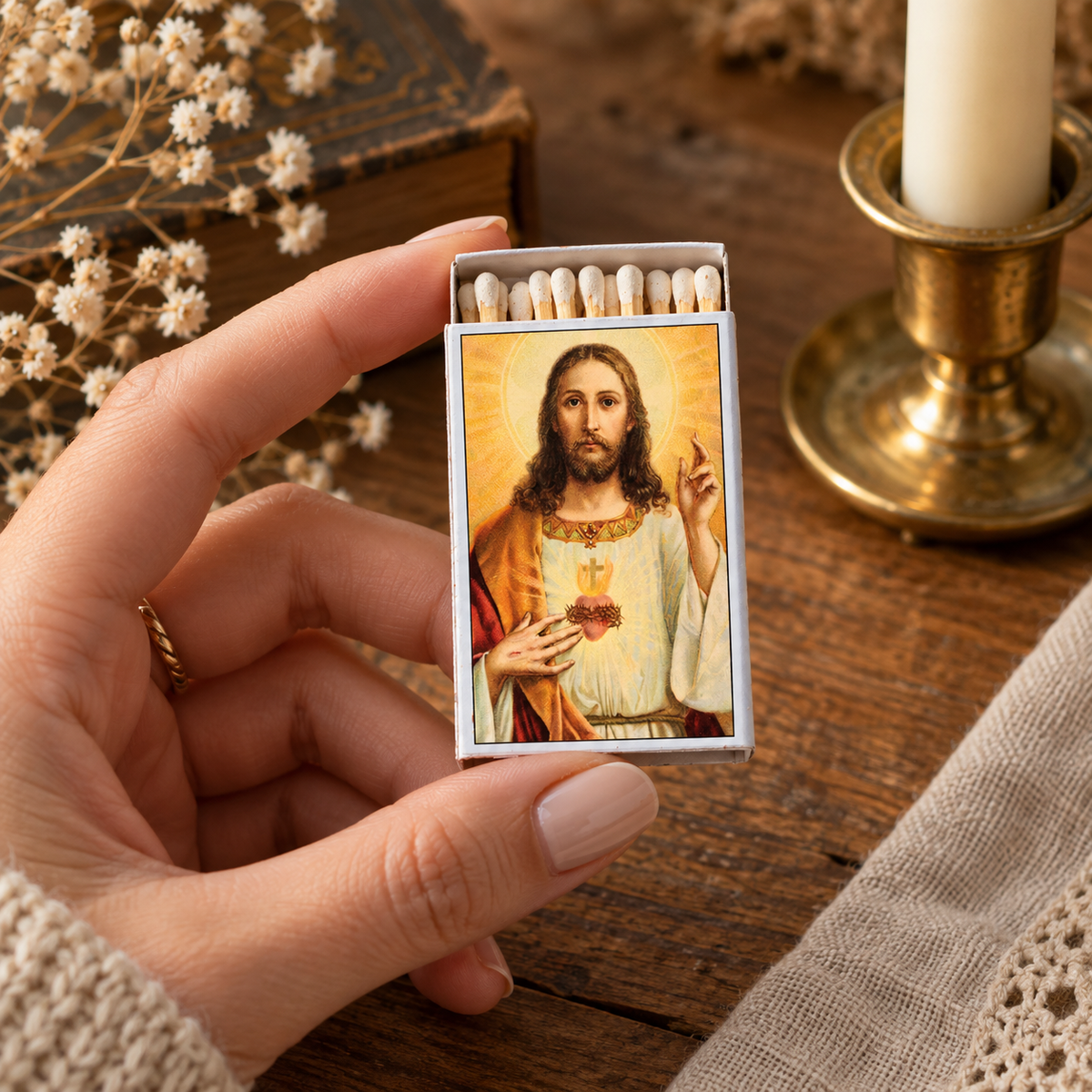 Jesus Matchbox – Christian Matches, Religious Home Décor, Faith-Inspired Gift