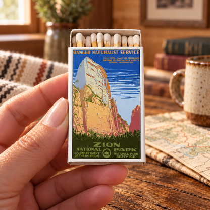 Zion National Park Matchbox – Vintage Travel Poster Matches, Utah Souvenir, Outdoorsy Gift
