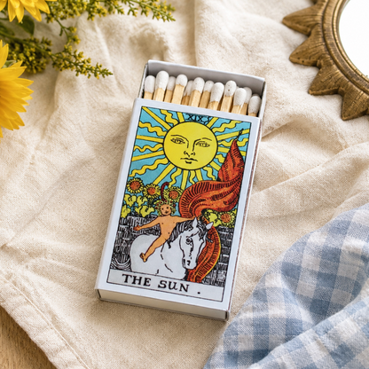 The Sun Tarot Matchbox – Major Arcana Matches, Celestial Home Décor, Positive Tarot Gift