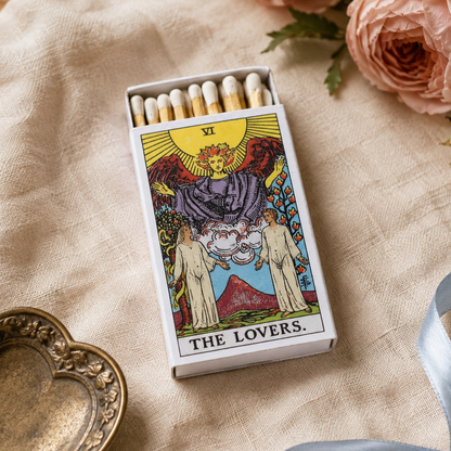 The Lovers Tarot Matchbox – Major Arcana Matches, Romantic Mystical Gift, Candle Accessory