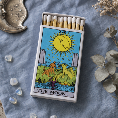The Moon Tarot Matchbox – Major Arcana Matches, Witchy Candle Accessory, Mystical Gift