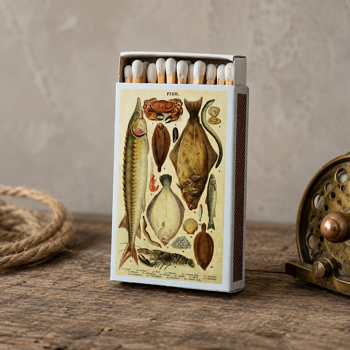 Vintage Fish Matchbox – Aquatic Matches, Fisherman Gift, Lake House Candle Accessory