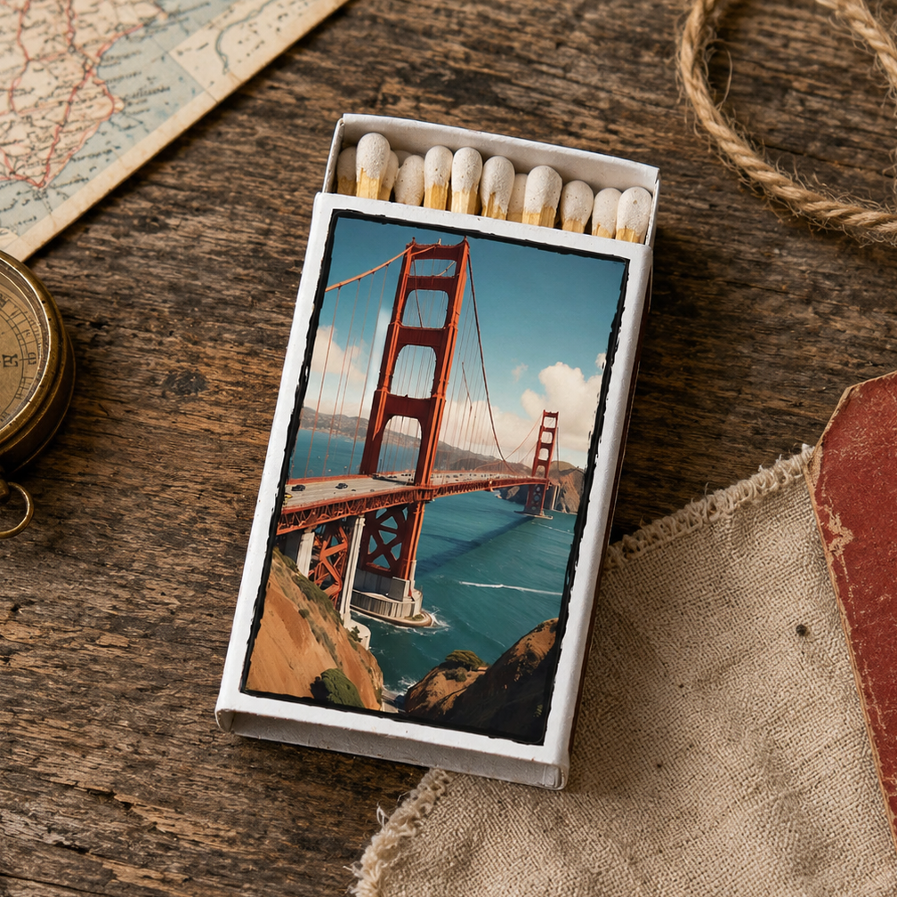 Golden Gate Bridge Matchbox – San Francisco Souvenir, Vintage Travel Matches, California Gift