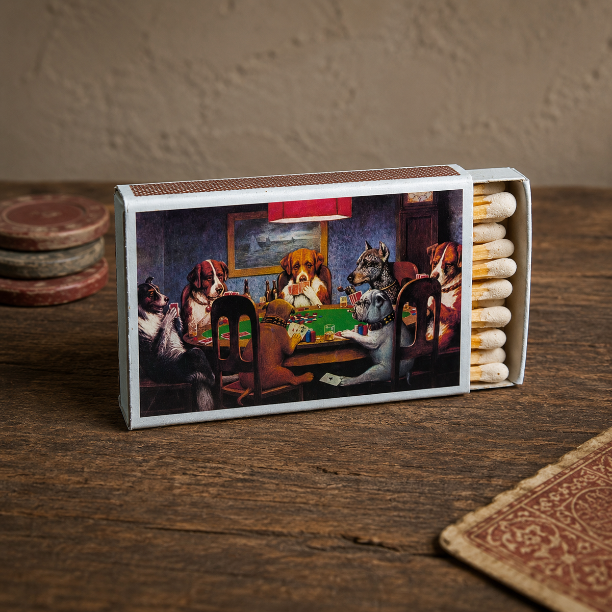 Dogs Playing Poker Matchbox – “A Friend in Need” Art Matches, Funny Dog Lover Gift
