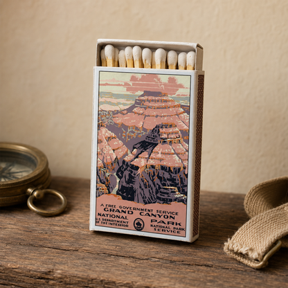 Grand Canyon Matchbox – Vintage National Park Travel Poster, Arizona Souvenir Gift