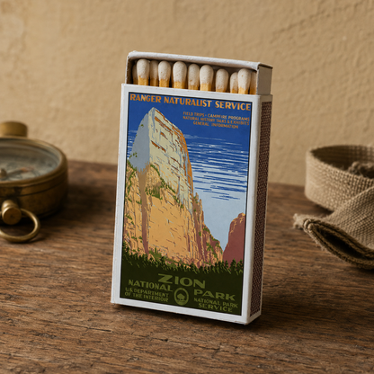 Zion National Park Matchbox – Vintage Travel Poster Matches, Utah Souvenir, Outdoorsy Gift