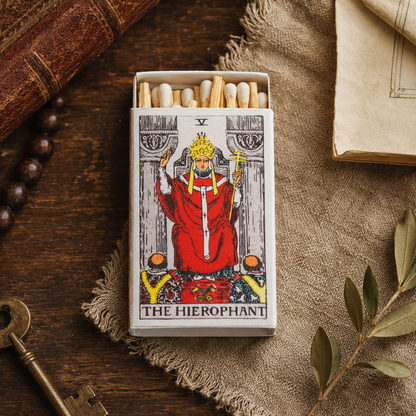The Hierophant Tarot Matchbox – Major Arcana Matches, Spiritual Décor, Tarot Reader Gift