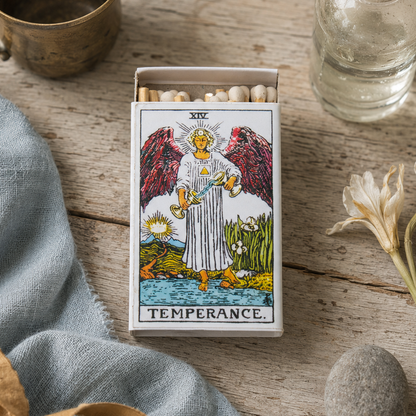 Temperance Tarot Matchbox – Major Arcana Matches, Mystical Home Décor, Balance Gift