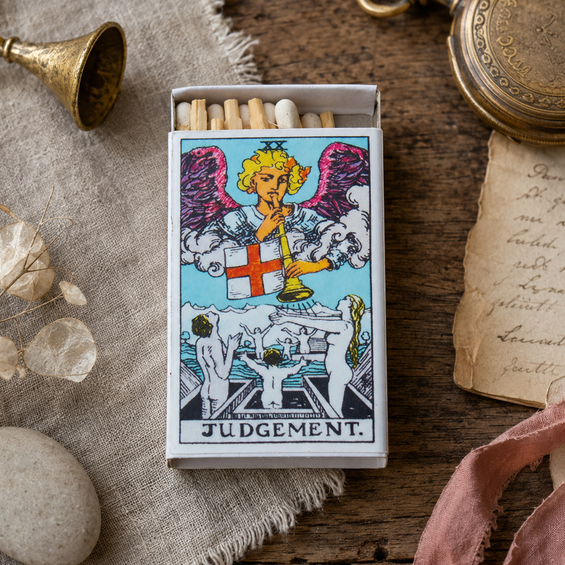 Judgement Tarot Matchbox – Major Arcana Matches, Mystical Home Décor, Spiritual Gift