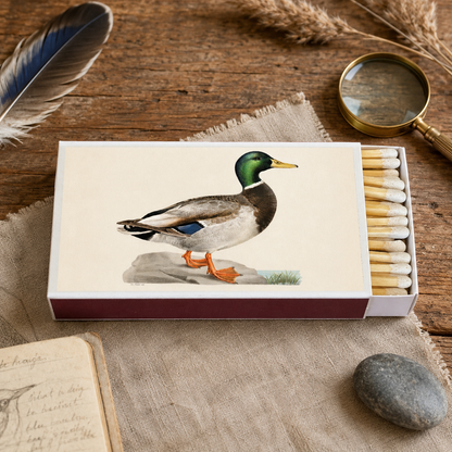 Large Mallard Duck Matchbox – 4-Inch Long Matches, Rustic Cabin Décor, Outdoorsman Gift