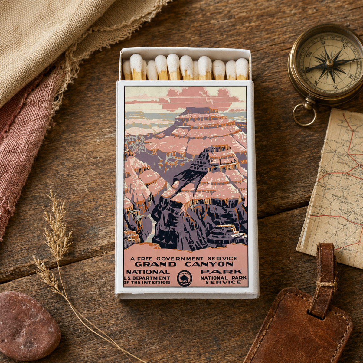Grand Canyon Matchbox – Vintage National Park Travel Poster, Arizona Souvenir Gift