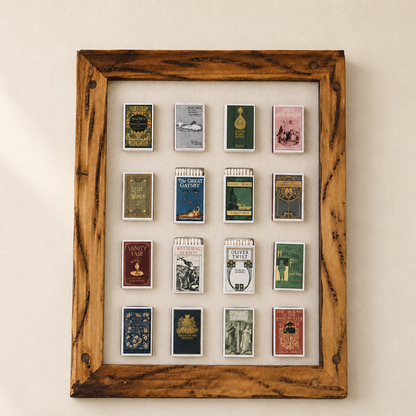 Classic Literature One of a Kind Matchbook Home Decor in Rustic Frame