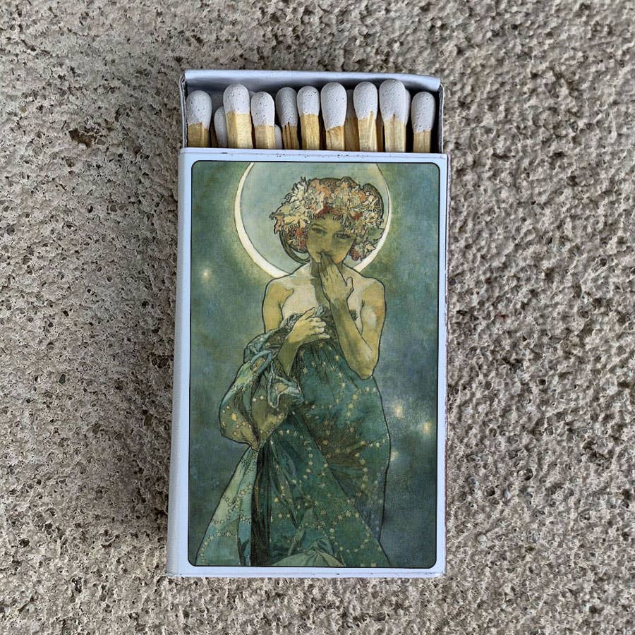 Alphonse Mucha Clair de Lune Matchbox – Art Nouveau Matches, Vintage Art Lover Gift