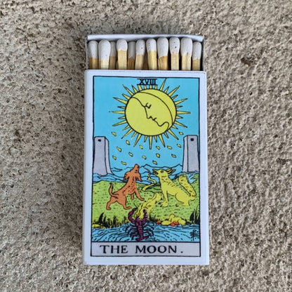 The Moon Tarot Matchbox – Major Arcana Matches, Witchy Candle Accessory, Mystical Gift
