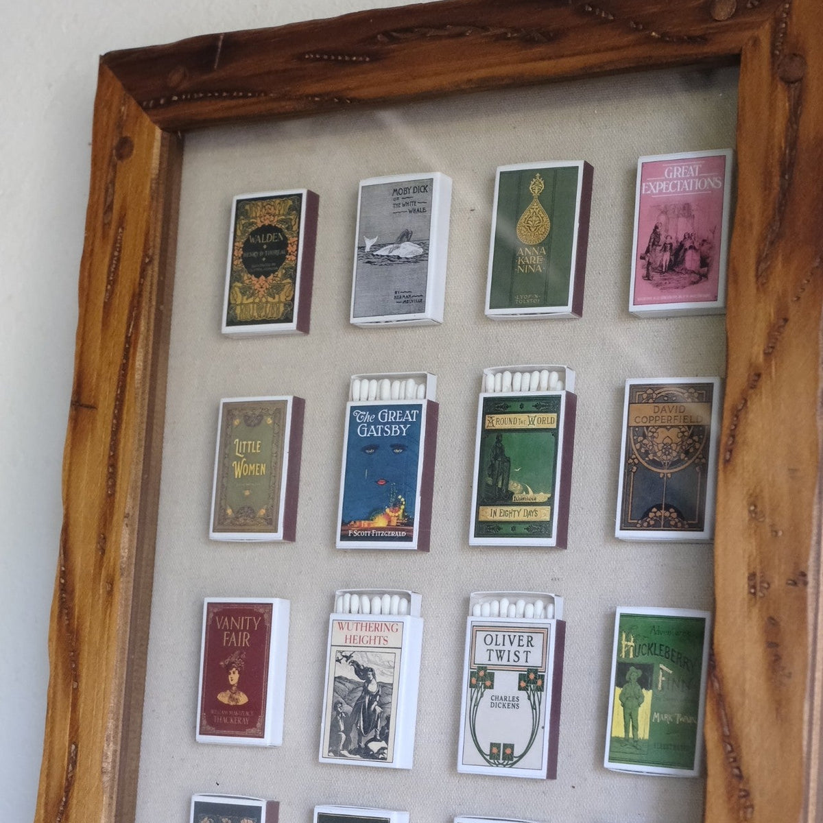 Classic Literature One of a Kind Matchbook Home Decor in Rustic Frame