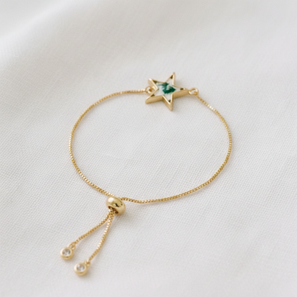 Geometric Botanical Leaf Slider Bracelet, Preserved Dried Flower Jewelry, Adjustable Nature Inspired Bracelet