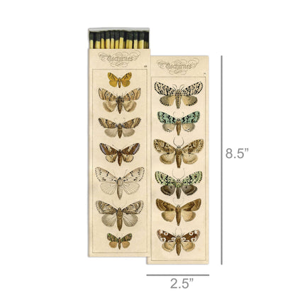 Moth Matchbox – Extra-Long Candle Matches, Cottagecore Insect Décor, Nature Lover Gift, 8.5 × 2.5 Inches