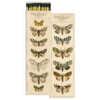 Moth Matchbox – Extra-Long Candle Matches, Cottagecore Insect Décor, Nature Lover Gift, 8.5 × 2.5 Inches