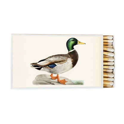 Large Mallard Duck Matchbox – 4-Inch Long Matches, Rustic Cabin Décor, Outdoorsman Gift