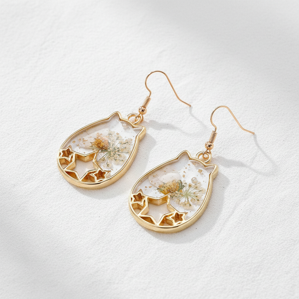 Halloween Botanical Drop Earrings, Spooky Floral Dangle Earrings, Fall Nature Jewelry, Gift for Her
